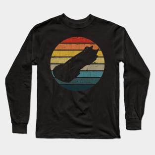 Bobsleigh Silhouette On A Distressed Retro Sunset graphic Long Sleeve T-Shirt